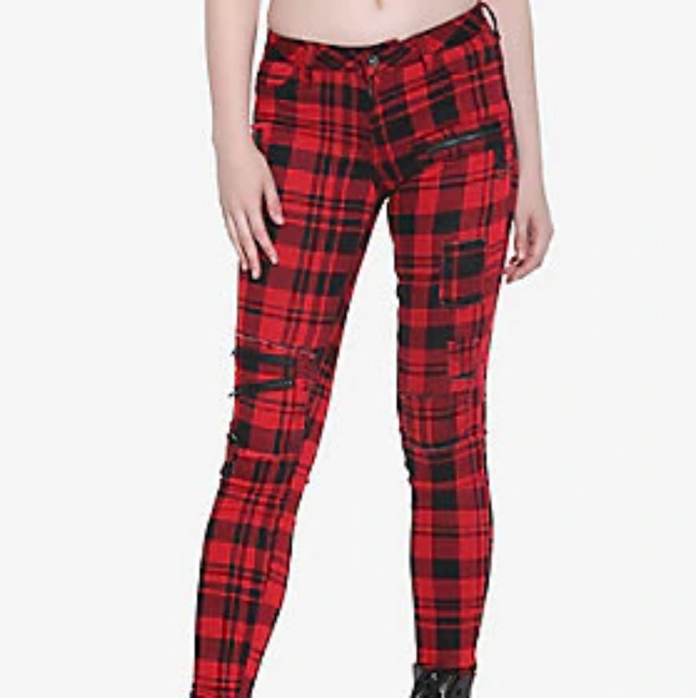 Womens blackheart plaid skinny jeans